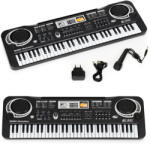MULTISTORE Sintetizator pentru copii, Multistore HC158194, negru, 54 x 17, 5 x 6, 5 cm, cu 61 de clape, cu microfon, cu adaptor și cablu USB, înregistrare/redare, 2 moduri de învățare, 16 tonuri