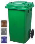 Ics Pubelă din plastic pentru deșeuri, pentru exterior, Extra rezistentă, rezistentă la UV, cu roți, cu capac rabatabil, Strend Pro - 120 l gri