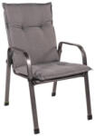 Pernă pentru scaun de grădină, Savoy, gri, pentru scaun cu spătar înalt, 105 x 49 x 6 cm, 52% poliester / 48% bumbac, cu curea de prindere, se poate fixa cu șnururi