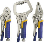 Strend Pro Set clești autoblocanți, Strend Pro ZJ001128, 3 buc (curbat, tip C, cu vârf ascuțit), mâner antiderapant, cu șurub de reglaj, cu pârghie de eliberare, oțel carbon Cleste