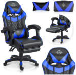 Sofotel Scaun gaming, Sofotel Draknor II, negru-albastru, înălțime șezut 36-46 cm, cu suport pentru picioare, înclinabil, cu pernă lombară și pernă pentru cap, capacitate de încărcare 150 kg