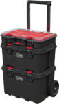 Keter Ladă de scule, Keter Stack'n'Roll 250927, 52, 5 x 41, 1 x 69, 4 cm, negru, 3 piese, modular, pe roți, mâner telescopic metalic, capacitate de încărcare 45 kg