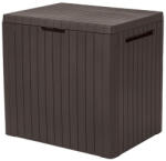 Keter Ladă de depozitare pentru grădină, Keter City, maro, 57, 8 x 44 x 54, 8 cm, 113 l, rezistentă la intemperii, plastic, poate fi încuiată cu lacăt, poate fi folosită și ca loc de ședere, greutate maximă