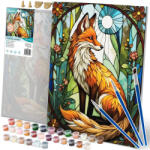 Massido Set de pictură după numere, Massido, portret de vulpe, 40 x 50 cm, colorat, pânză, cu pensule și vopsele pe bază de apă, cu agățători de perete