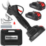 Bauerkraft Foarfecă de tăiere cu acumulator, Bauerkraft H-604, negru, 2 x 21 V 1, 5 Ah Li-Ion, 600 W, până la maximum 30 mm grosime, tăiere în două trepte, blocare de siguranță, geantă și accesorii, cu acumulato Foarfeca de gradina