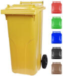 Ics Container de deșeuri din plastic, pubelă selectivă pentru exterior, extra rezistentă, rezistentă la UV, cu roți, cu capac rabatabil - 120 l alb