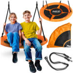 Neo-Sport Leagăn tip cuib, Neo-Sport Swingo, negru/portocaliu, diametru: 105 cm, rezistent la apă, înălțime reglabilă a frânghiei: 137-179 cm, cadru din oțel, căptușit, poliester Oxford 600D, capacitate de încă Leagan