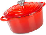 Magic home Oală, MagicHome Castora Line, 24 cm, 4, 0 l, roșu, cu capac, fontă emailată, utilizabilă în cuptor, compatibilă cu inducția