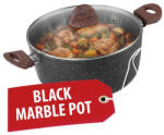 Magic home Oală, MagicHome Black Marble Line, 24 cm, 4 l, negru, cu capac, antiaderentă, acoperire de marmură în 3 straturi, bază pentru inducție, se poate spăla în mașina de spălat vase