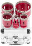 Strend Pro Set de carote diamantate, Strend Pro Premium DCB11S5, roșu, diametre: 20, 35, 45, 55, 72 mm, filet: M14, pentru plăci ceramice și placări din piatră, în geantă de transport