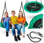 Neo-Sport Leagăn tip cuib, Neo-Sport Swingo, negru/verde, diametru: 115 cm, rezistent la apă, înălțime reglabilă a frânghiilor: 137-179 cm, cadru din oțel, căptușit, poliester Oxford 600D, capacitate de încărca Leagan