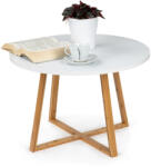 ModernHOME Masă de cafea, ModernHome RH1902-04, alb, diametru: 60 cm, rotundă, înălțime: 40 cm, picioare din lemn, blat din MDF Masa de cafea