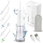 Berdsen Duș bucal cu acumulator, Berdsen BD-210, alb, 5 moduri, 300 ml, număr de impulsuri: 1800/min, maxim 9 bar, cap 360°, rezistent la apă IPX7, USB-C Irigator oral