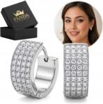 Panda Luxury Jewellery Fülbevaló Ezüst Minta 925 Cirkónia Kerekek Elegáns Női Ajándék (Biżuteria dla dziewczyny mamy babci kobiety )