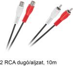 RCA hosszabbító kábel, 2RCA dugó - 2RCA aljzat 10m (KPO2661-10)