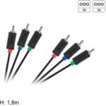 Cabletech RCA kábel, komponens 3RCA dugó - 3RCA dugó, 1, 8m (KPO3955-1,8)