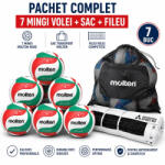 Anastasia Sport Pachet volei antrenament si competitie: 7 mingi Molten V5M4000 + sac Molten SBP + fileu profesional 9, 5 1 m (7XV5M4000+SPB+VL8)