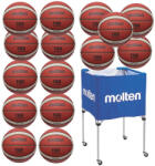 Molten Pachet baschet: 15 mingi Molten B6G4550 marimea 6 + carucior mingi Molten BK0012-B (15XB6G4550+BK0012-B)