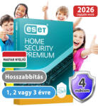 ESET home Security Premium (4 eszközre/1 évre/hosszabbítás) (Elektronikus licenc) 30% kedvezménnyel tanárok, diákok, nyugdíjasok, EÜ dolgozók részére (eset_home_security_premium_4pc_1ev_ho-akcio)