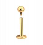 BIZU Arany fülbevaló Labret Piercing Gw golyóval. Sebészeti acél 316L Méret 1, 2/8/3 (LSW001Z/D8/3)