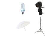 iShoot Kit Lumina Continua Studio Foto - Bec 85W 5500K, stativ 220 cm, Umbrela Difuzie 84 cm si Suport E27