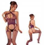 INTIMEO Szexi Lila Női Body Harisnya Női Erotikus Fehérnemű S/m (0049)