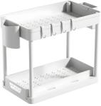 GALORWAY Raft de depozitare mobil, organizator pentru bucatarie/baie, cu 2 polite, carucior multifunctional, raft cu mai multe etaje, 39.5*21.6*37cm, Alb Raft