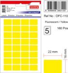 Tanex Etichete autoadezive, 16 x 22 mm, 160 buc/set, TANEX, galben fluorescent (TX-OFC-110-FYE)