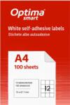 Optima Smart Etichete albe autoadezive 12/A4, 70 x 67.7 mm, 100 coli/top, Optima Smart (OP-412070677S)