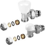 GIACOMINI R25K sarok kézi radiátorszelep szett, 1/2" K, 15mm fémcső csatlakozókkal (CVDAX129)