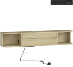 HomCom Mobilier TV suspendat mobilier TV pentru televizoare 127 cm sertar rafturi treceri cabluri 120x24x22, 4cm efect lemn natural | Aosom Romania (83B-525V90ND)