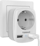 Tessan TS-611-DE adapter, 1 aljzat, 2 x USB-A 4 A, 13 A, 100-250 V