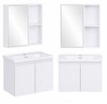 ModernHome Fürdőszobai szekrény tükörrel, ModernHome TKJ-BC-65-5, fehér, 57 x 45, 5 x 43 cm, kerámia mosdóval, 55 x 11 x 60 cm tükrös szekrénnyel, nedvességálló PVC, csillapított záródás, állítható lábak (TF5337