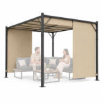 MultiGarden Pergola, MultiGarden DN-FG-362-3, bézs, 400 x 300 cm, magasság: 210 cm, porfestett acél szerkezet, 180 g poliészter ponyva, állítható napellenző, talajhoz rögzíthető (TF5343)