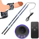 SuperLove E-Stim Cock Torture Set Winding Silicone Electrodes Black
