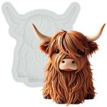 Funshowcase Szilikon Fondant Forma Highland Tehén Figura Torta Dekoráció Sütemény Díszítő 7, 7 cm Magas