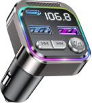GizmoVine Bluetooth FM transmitter autós töltő, USB-C QC/PD 36W, kihangosító - szürke