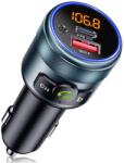 GizmoVine FM Transmitter Bluetooth 5.3 Autós Adapter PD 30W és QC3.0 18W Gyors Töltés HiFi Bass Hangzás Kihangosító Szivargyújtó Fekete Fémh
