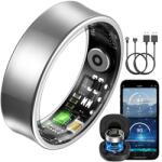 BANLVS Smart Ring okosgyűrű férfiaknak és nőknek, 24/7 pulzus HRV SpO2 alvás hőmérséklet, 176 sportmód, IP68 vízálló, Android iOS, ezüst, 67