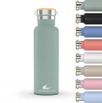 Daikoku Dupla Falú Rozsdamentes Acél Termosz Palack - Pasztellzöld, 500 ml - Két Zárósapkával, Hideg és Meleg Italokhoz