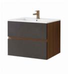 Fluminia Mobilier suspendat pentru lavoar Fluminia, Genova 80, front și laterale netede, nero mat/rovere moka (GENOVA82-RM-NM) - klassconfort