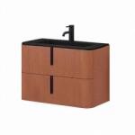 Fluminia Mobilier suspendat pentru lavoar Fluminia Pisa 80 cm, front riflat, 80 × 46 cm, mânere negre, mattone (PISA82-MA-C-HLY02) - klassconfort
