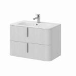 Fluminia Mobilier suspendat pentru lavoar Fluminia Pisa 80 cm, front riflat, 80 × 46 cm, alb mat, mâner alb mat (PISA82-WM-C-HLY03) - klassconfort