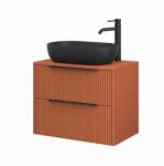 Fluminia Mobilier suspendat pentru lavoar pe blat Fluminia Istria 80, front riflat, 80 × 46 cm, mattone, mâner negru (ISTRIA82-T-MA-C-HIC02) - klassconfort