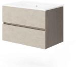 Fluminia Mobilier suspendat pentru lavoar Fluminia Genova 80, front rugos, 80x46 cm, almond/noce americano (GENOVA82-NA-IA) - klassconfort