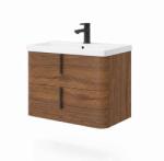 Fluminia Mobilier suspendat pentru lavoar Fluminia Pisa 80 cm, front neted, 80 × 46 cm, tabacco, mâner negru (PISA82-TA-L-HLY02) - klassconfort