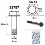Standard Parts Motorkerékpár motorcsavar kulcs, 13-as méretű, M8x30 fekete (5 db) Standard Parts Motoralkatrészek Motorblokk és rögzítése Motorcsavarok és rögzítőelemek