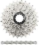 SUNRACE RS1 10 sebességes kazetta és lánc szett 11-28 országúti Shimano kompatibilis (105 szint), metál ezüst, dobozban (11-12-13-14-15-17-19-21-24-28) SUNRACE Egyéb járművek Kerékpározás Kerékpár-alkatrészek