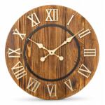 ModernClock Fa Loft Falióra Rusztikus Tömör Fa Masszív Nagy 49cm (Rzymskie_Cyfry_Lustro_Ramka_czarna)