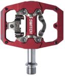 SWITCH CRANK FLIP dupla funkciós alumínium platform pedál VTT-hez, CNC, piros, 9/16 menettel, tüskékkel (pár), Shimano SPD stoplikkal, 85x70 mm SWITCH Egyéb járművek Kerékpározás Kerékpár-alkatrészek Kerékpá